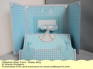 Gatefold Step Card - Baby Boy