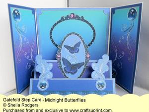 Gatefold Step Card - Midnight Butterflies
