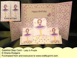 Gatefold Step Card - Lady in Purple