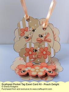 Scalloped Pocket Tag Easel Card - Peach Delight