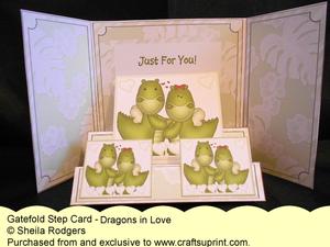 Gatefold Step Card - Dragons in Love