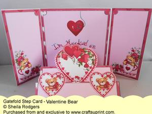 Gatefold Step Card - Valentine Bear