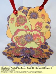 Scalloped Pocket Tag Easel Card - Kanzashi Flower 1