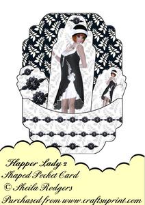 Shaped Pocket Card - Flapper Lady 2