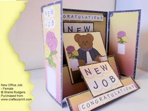 New Office Job - Female Gatefold Step Card