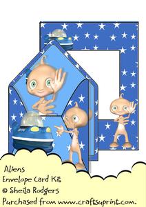 Envelope Card Kit - Aliens