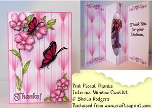 Internal Window Card - Pink Floral Thanks