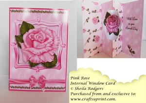 Internal Window Card - Pink Rose