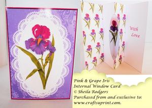 Internal Window Card - Pink & Grape Iris