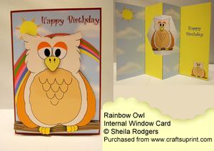 Internal Window Card - Rainbow Owl