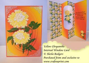 Internal Window Card - Yellow Chrysanths