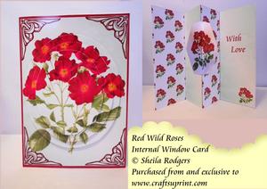 Internal Window Card - Red Wild Roses