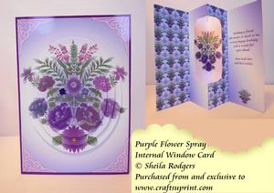 Internal Window Card - Purple Flower Spray
