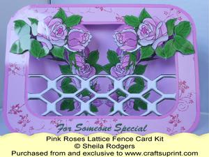 Lattice Fence Card - Pink Roses