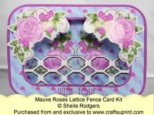 Lattice Fence Card - Mauve Roses