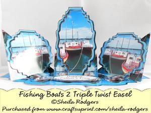 Triple Twist Easel Card - Fishing Boats 2