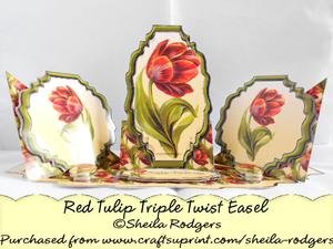 Triple Twist Easel Card - Red Tulip
