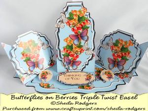 Triple Twist Easel Card - Butterflies on Berries