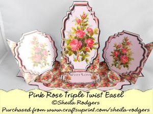 Triple Twist Easel Card - Pink Rose