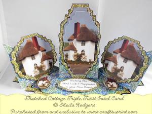 Triple Twist Easel Card - Thatched Cottage