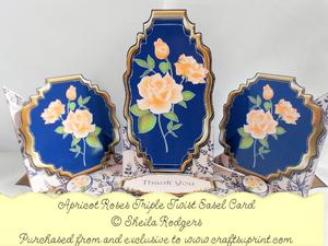 Triple Twist Easel Card - Apricot Roses