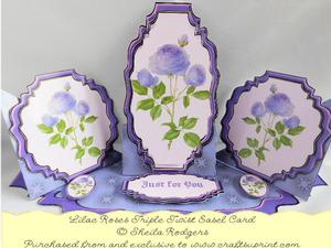 Triple Twist Easel Card - Lilac Roses