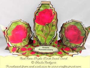 Triple Twist Easel Card - Red Rose