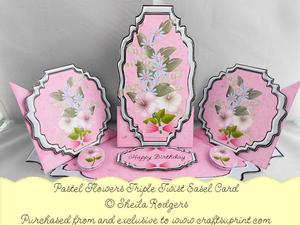 Triple Twist Easel Card - Pastel Flowers
