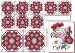 Paeonies with Tea Bag Tiles