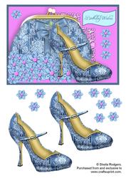 Blue Brocade Shoe and Purse