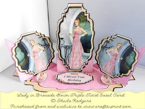 Triple Twist Easel Card - Lady in Brocade Gown