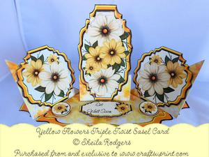 Triple Twist Easel Card - Yellow Flowers