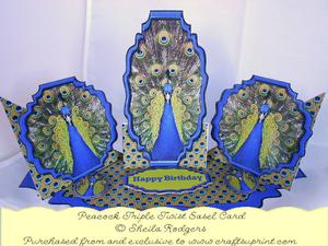 Triple Twist Easel Card - Peacock