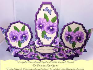Triple Twist Easel Card - Purple Pansies