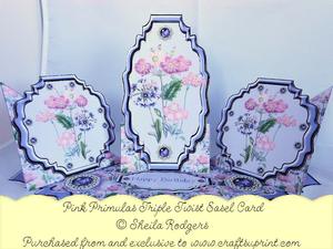 Triple Twist Easel Card - Pink Primula
