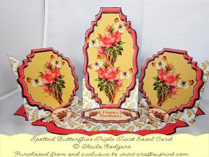 Triple Twist Easel Card - Spotted Butterflies