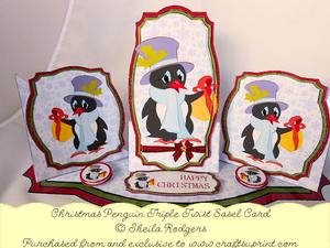 Triple Twist Easel Card - Christmas Penguin