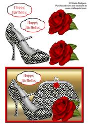 Zebra Print Shoe and Purse with Rose