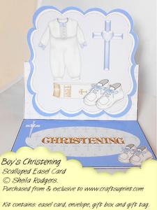 Scalloped Easel Card - Boy's Christening