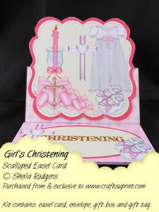 Scalloped Easel Card - Girl's Christening