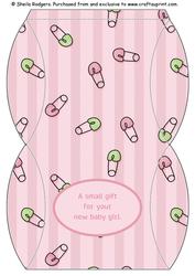 Baby Girl Nappy Pin Pillow Box - English