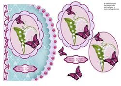 Wine Butterflies on Scalloped Card Front