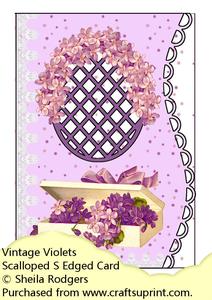 Scalloped S Edged Card - Vintage Violets
