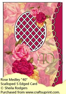 Scalloped S Edged Card - Rose Medley "40"