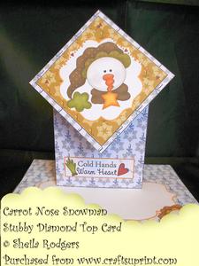 Stubby Diamond Top Card - Carrot Nose Snowman