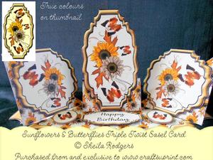 Triple Twist Easel Card - Sunflowers & Butterflies