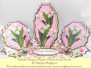 Triple Twist Easel Card - White Tulips