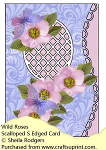 Scalloped S Edged Card - Wild Roses