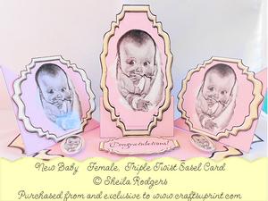 Triple Twist Easel Card - New Baby - Female