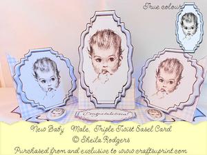 Triple Twist Easel Card - New Baby - Male